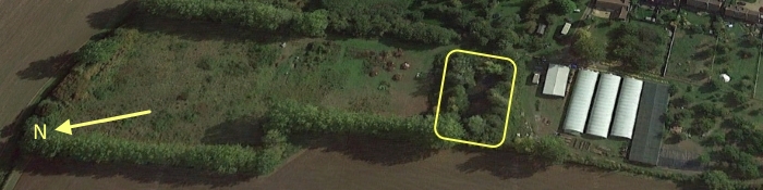 Aerial view of the nursery with the reservoir outlined